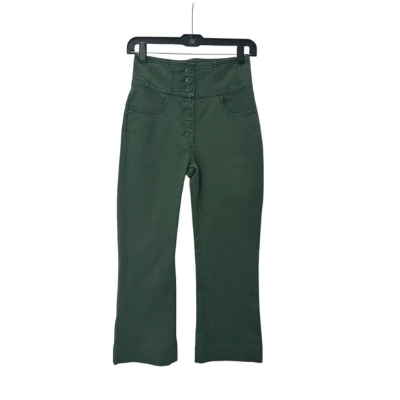 Ulla Johnson Green Ellis Exposed Button Up High Waist Jeans Size 2